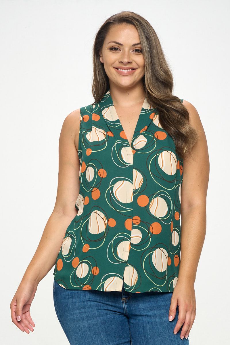 Wholesale clothing PLUS WOVEN TOP: Plus Wool Dobby Printed