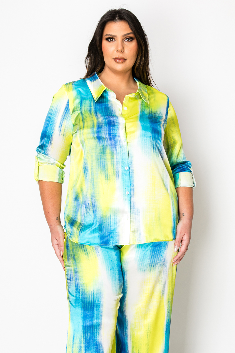 Wholesale clothing PLUS BLOUSE: (WR) Missy Plus Stretch Satin